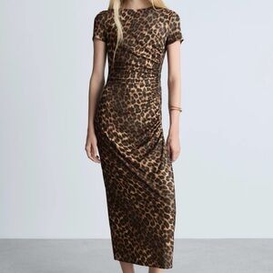 Mango Leopard Print Midi Dress
